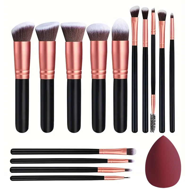14pcs Luxury Makeup Brush Set – Soft Foundation, Blush & Eyeshadow Brushes