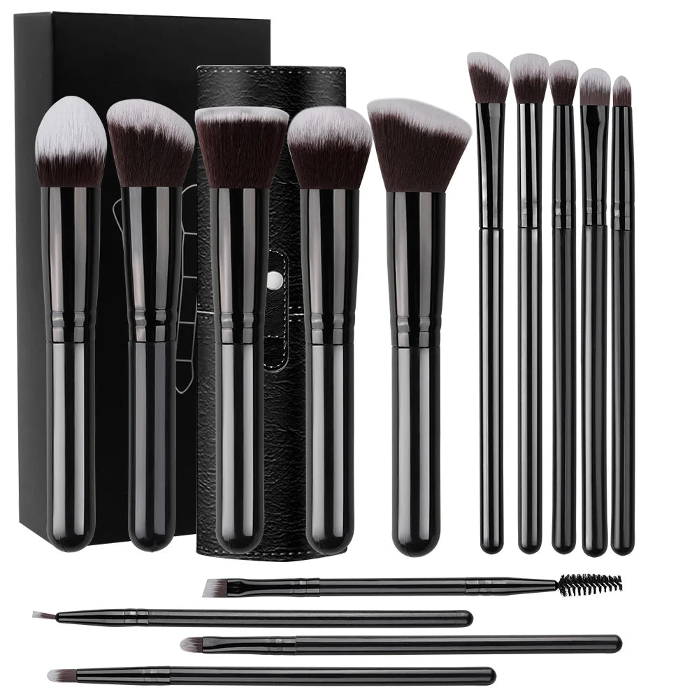 14pcs Luxury Makeup Brush Set – Soft Foundation, Blush & Eyeshadow Brushes